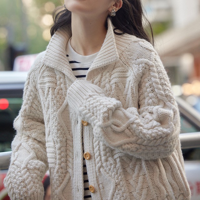 button-front cable knit cardigan J00032