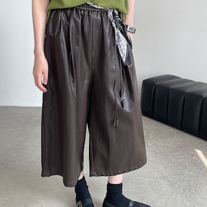 leather mid-length pants J00014