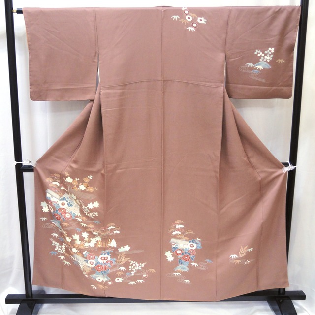 正絹・附下・付下げ・着物・松竹梅・菊・No.200701-0015・梱包サイズ80