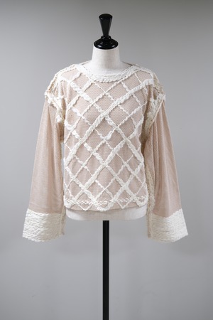 【KOTONA】Argyle mesh knit - ivory