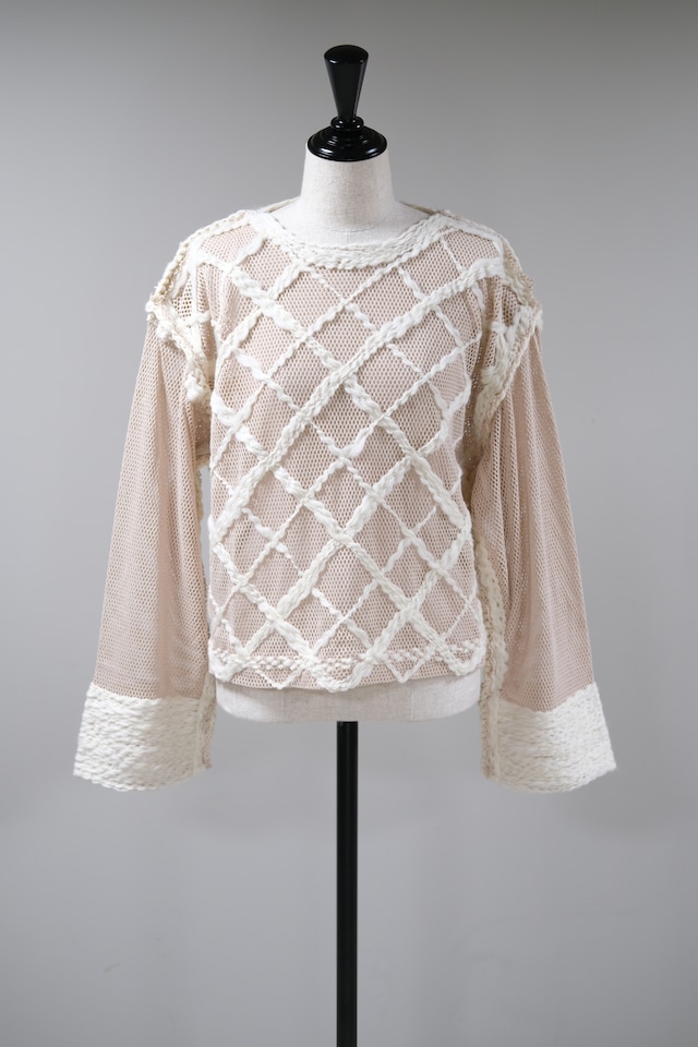 【KOTONA】Argyle mesh knit - ivory