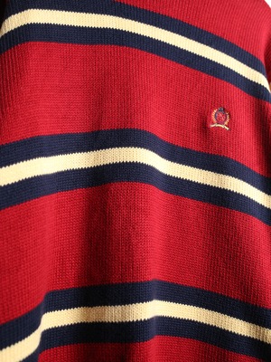 "TOMMY HILFIGER" good coloring border cotton knit