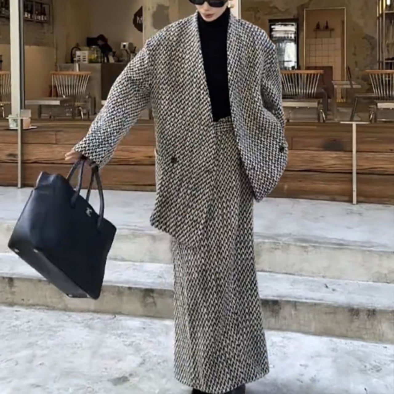 【2set】Double oversized jacket &long skirt L00492