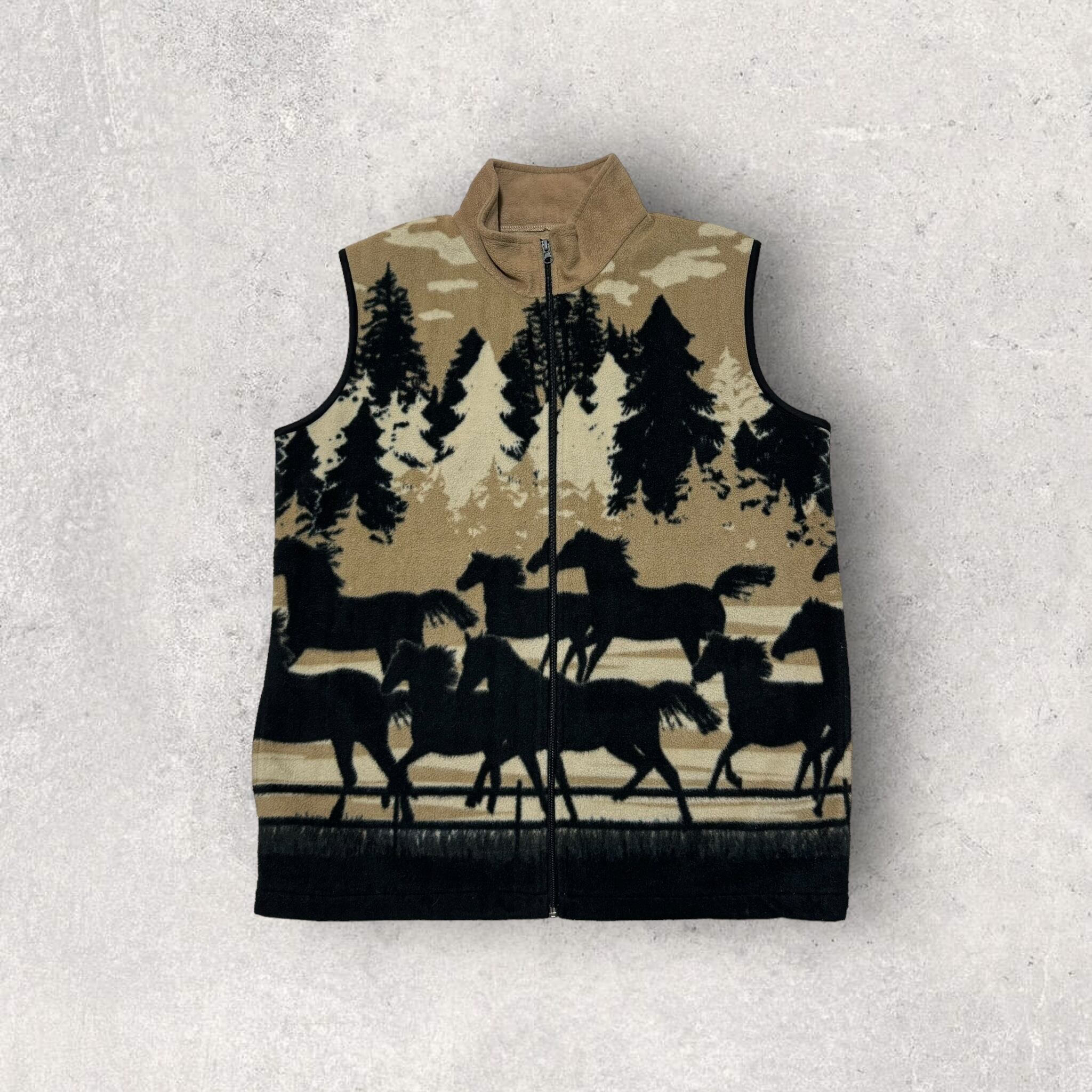 "90's No Brand" animal fleece vest