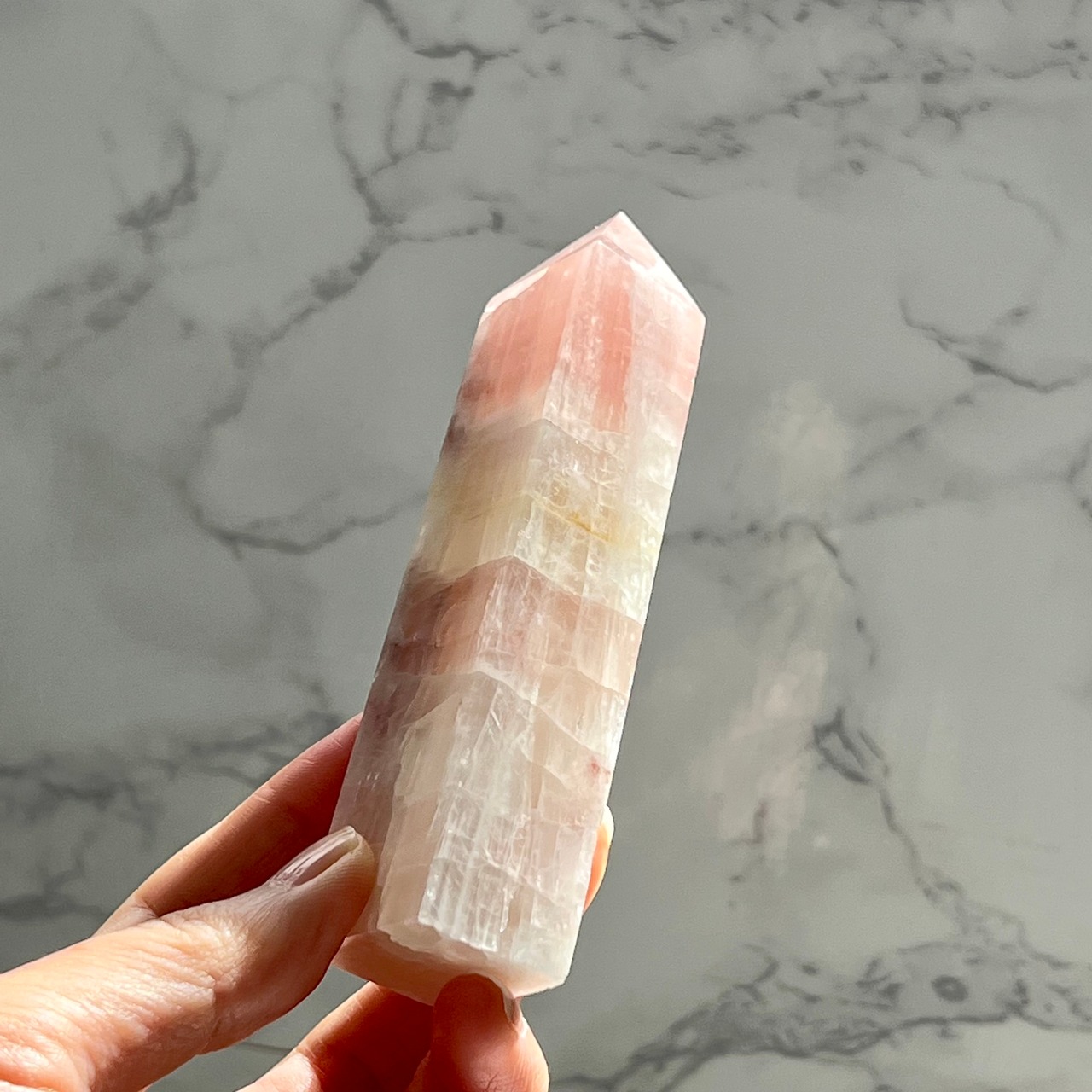 ピンクカルサイトタワー*天然石ポイント*天然石インテリア*置き物*T20