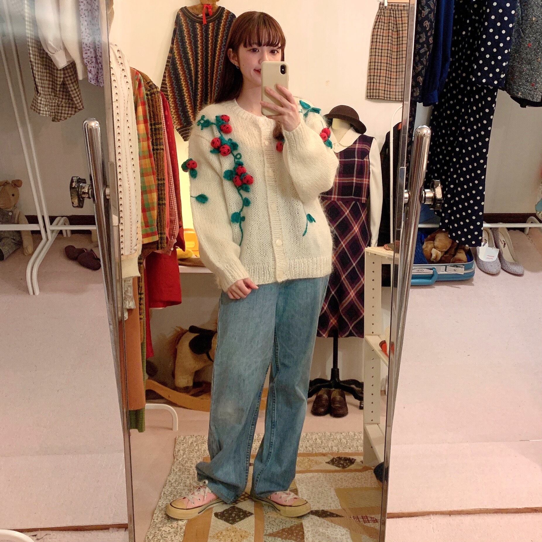 strawberry knit cardigan