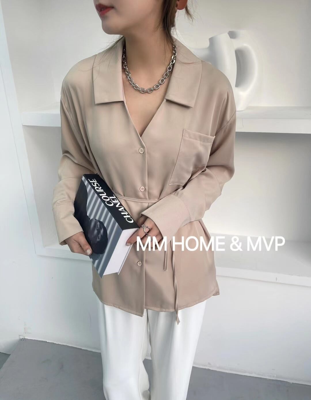 ウエストリボンつき とろみブラウス AJ42441-308