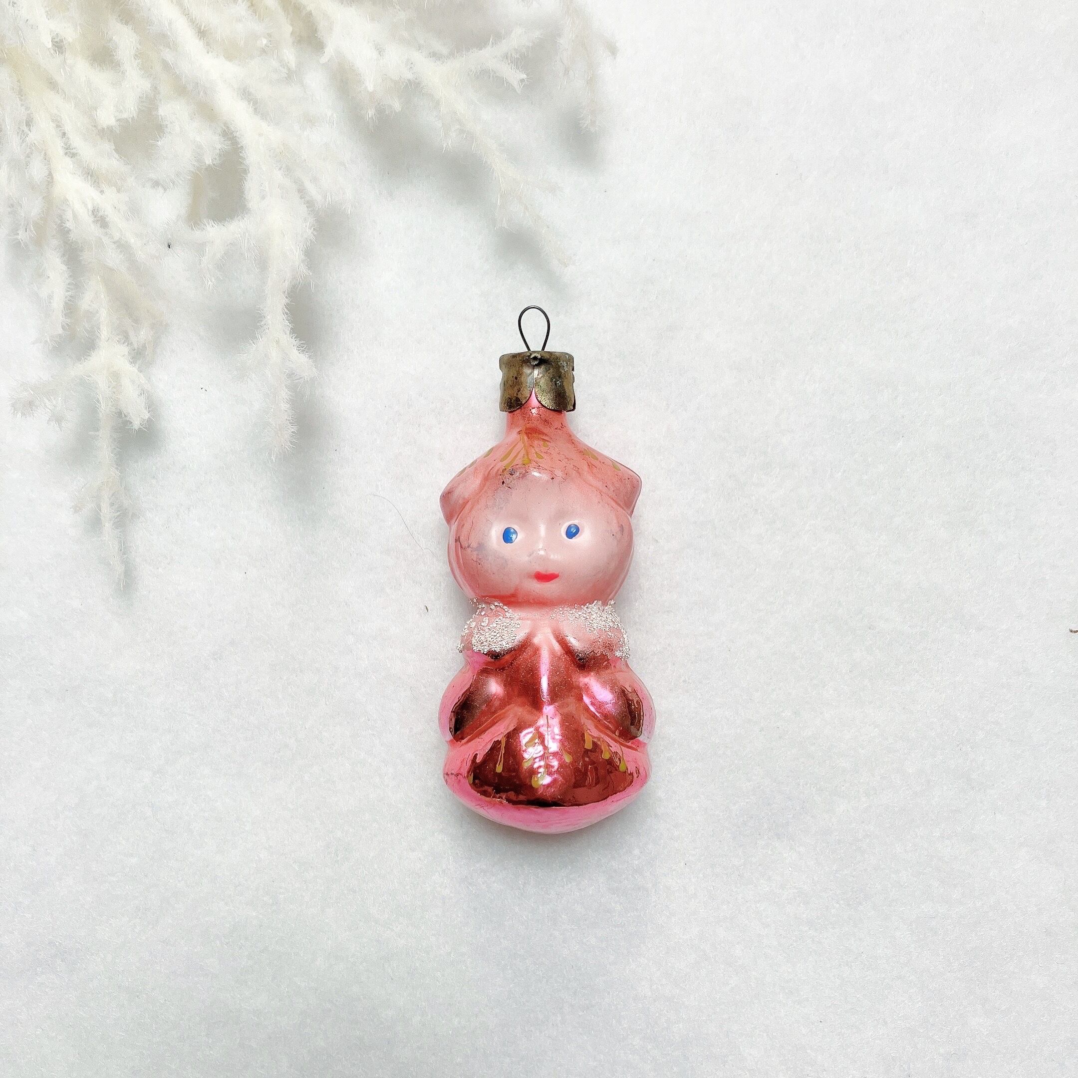 ソビエト　クリスマスオーナメント　苺の女の子　ガラスオーナメント ソビエト ガラスオーナメント 4個セット ヴィンテージ 60s soviet