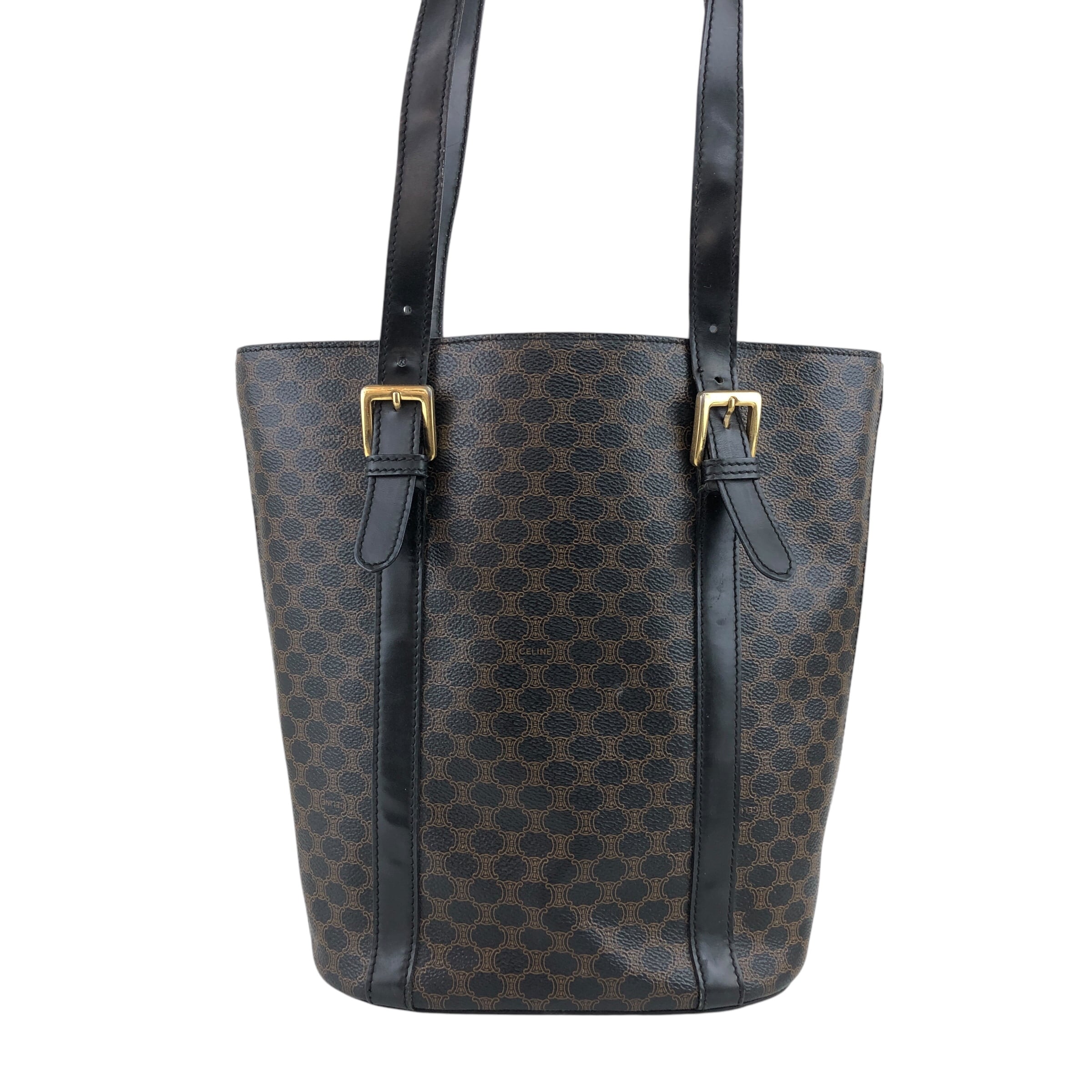 CELINE セリーヌ マカダム トートバッグ ブラック PVC レザー vintage