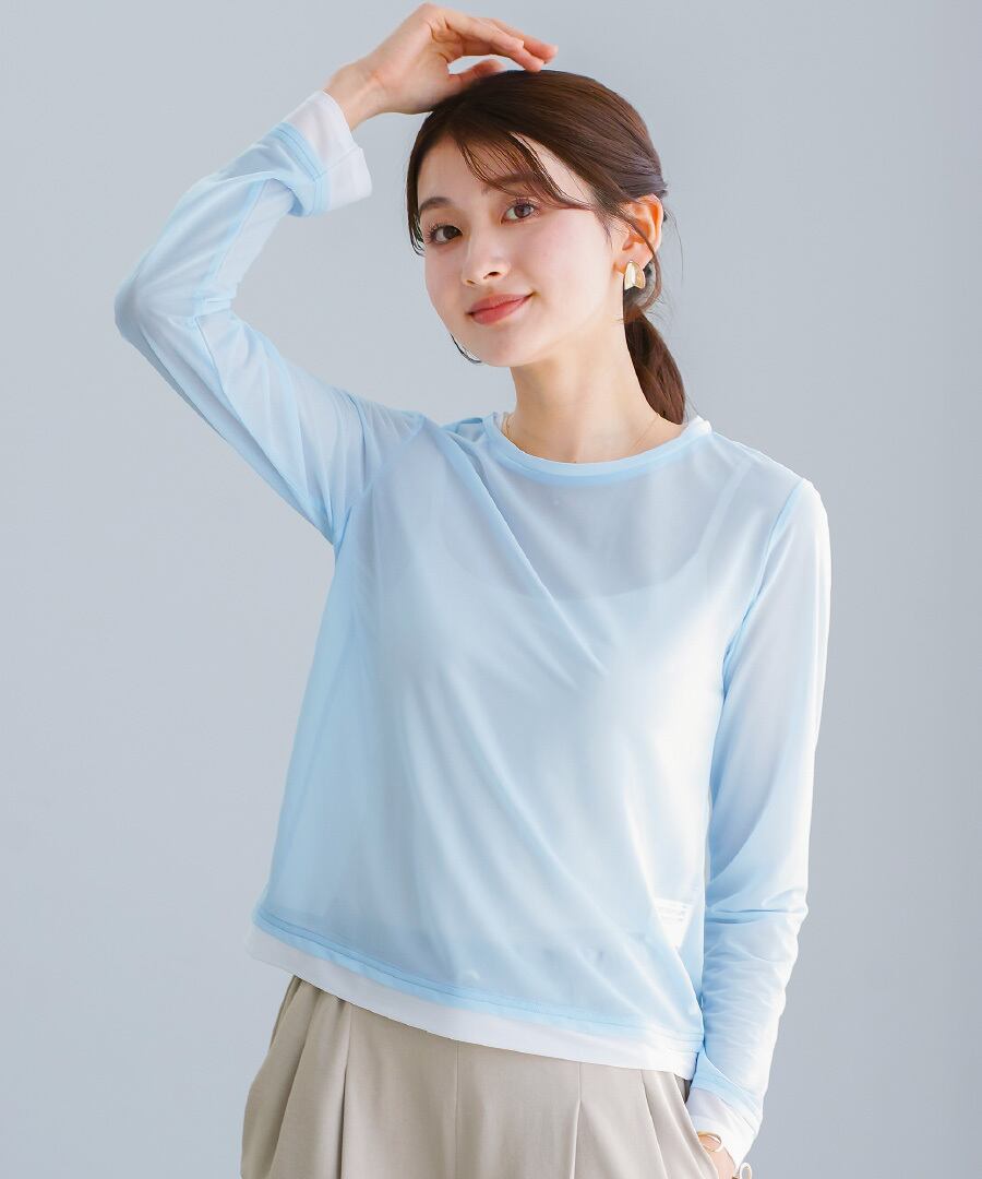 トップス AYK SALE 30％OFF】【 抜け感で魅せる 】 強撚シアー・配色カットソー