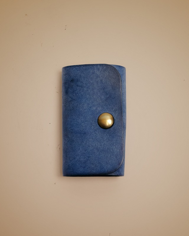Waxed Leather Key Case  #Blue