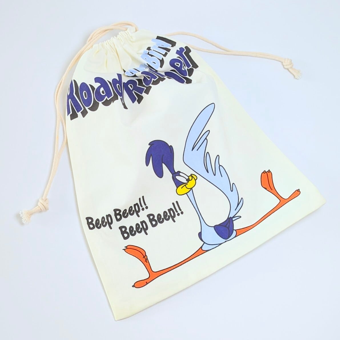 【 Looney Tunes ( ルーニー・テューンズ ) ロード・ランナー 】 巾着袋L / コットン巾着〚アメリカン雑貨 アメトイ〛