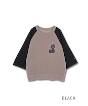 ベアープリントシアーニットTOPS (BLACK) CQ-48148H