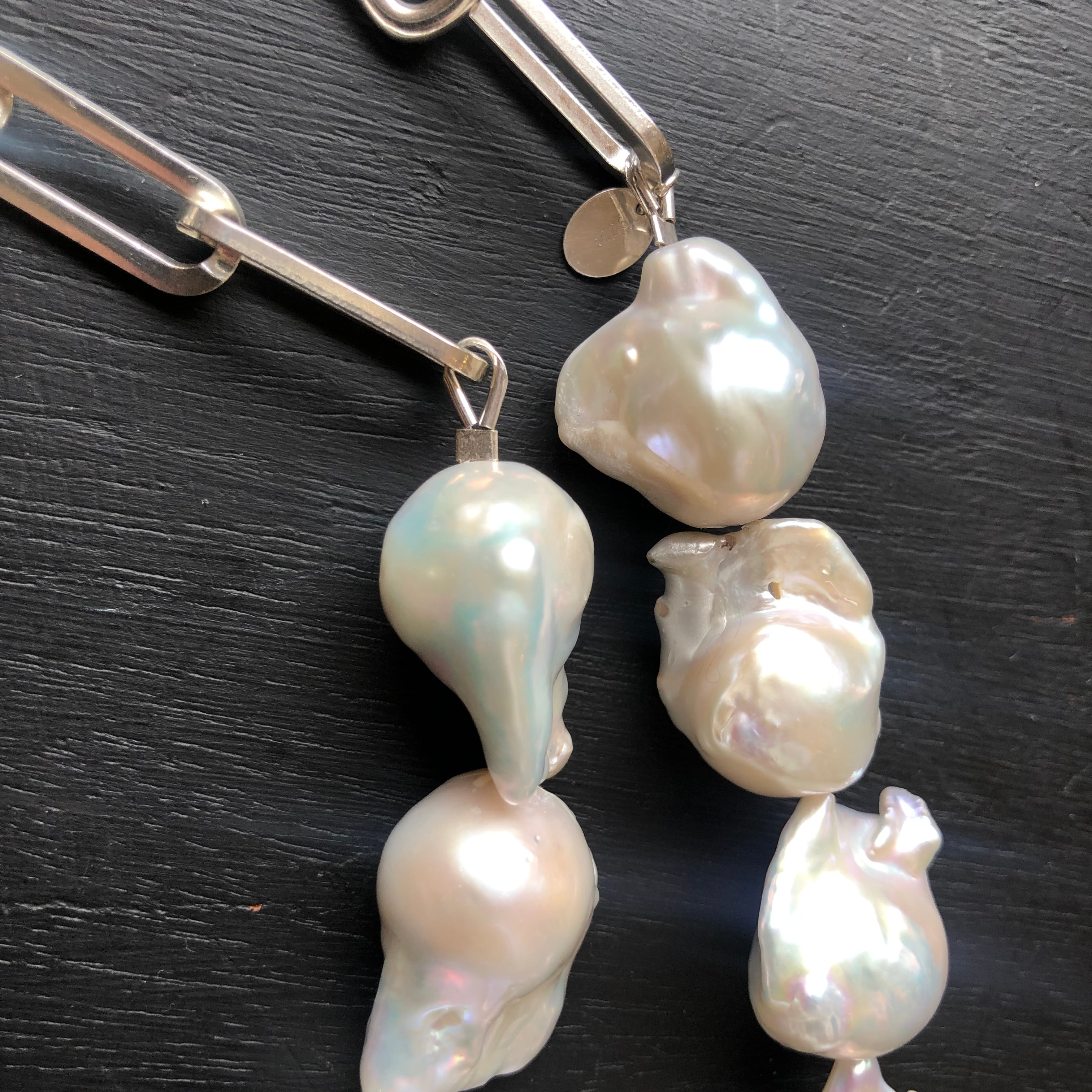 Doux grain バロックパール×シルバーリンクチェーンネックレス