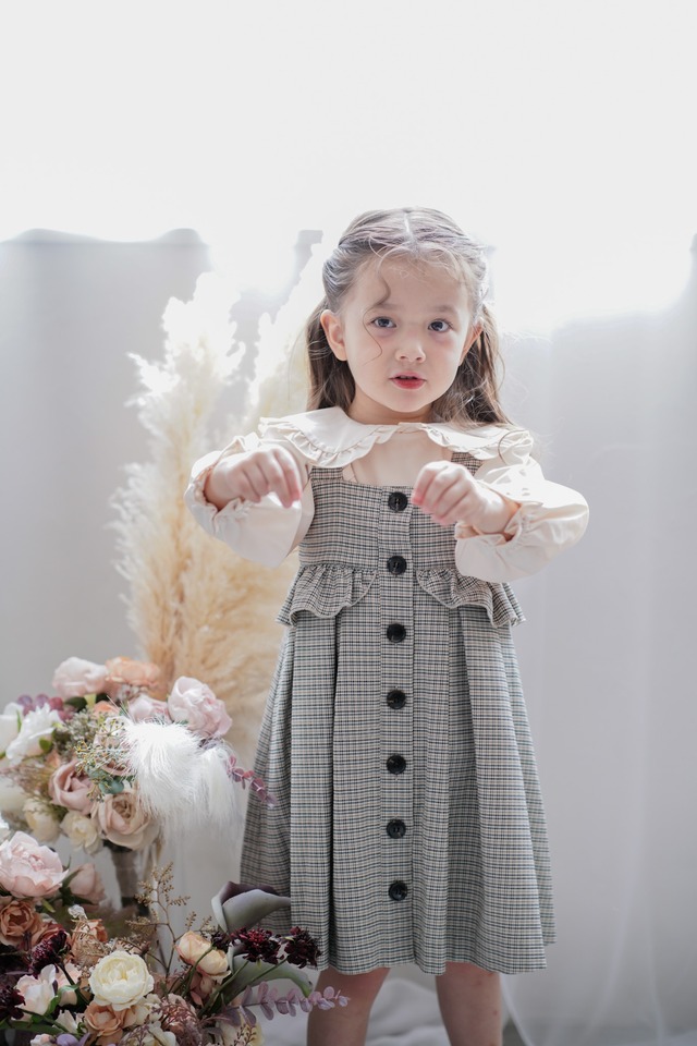 フリルタックジャンパースカート<Blue check>