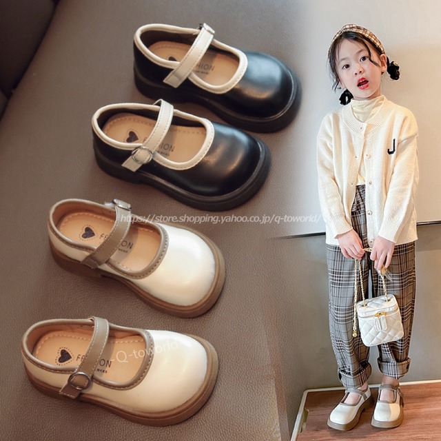 【13㎝-22㎝】レザーシューズ　女の子 英語風 フォーマル　カジュアル　シューズ　子供靴　キッズ靴　可愛い　シューズ　靴