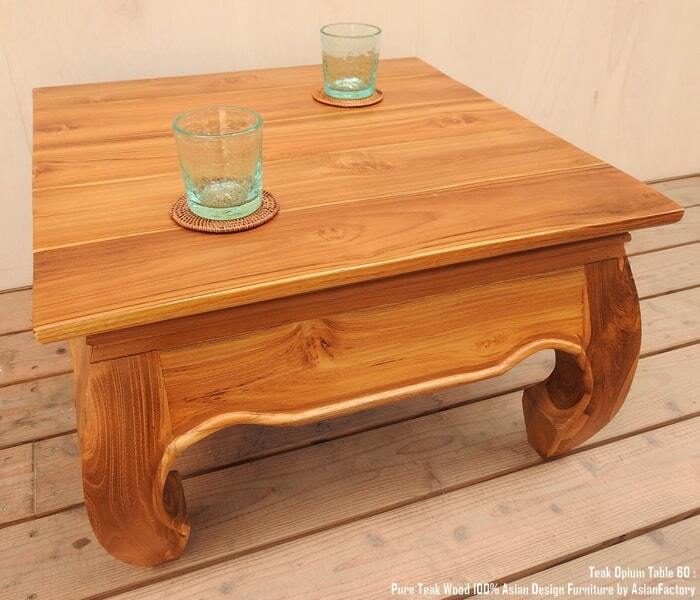 チーク無垢材 オピウムテーブル60cm NA ナチュラルブラウン ちゃぶ台 ローテーブル バリ家具 アジアン家具