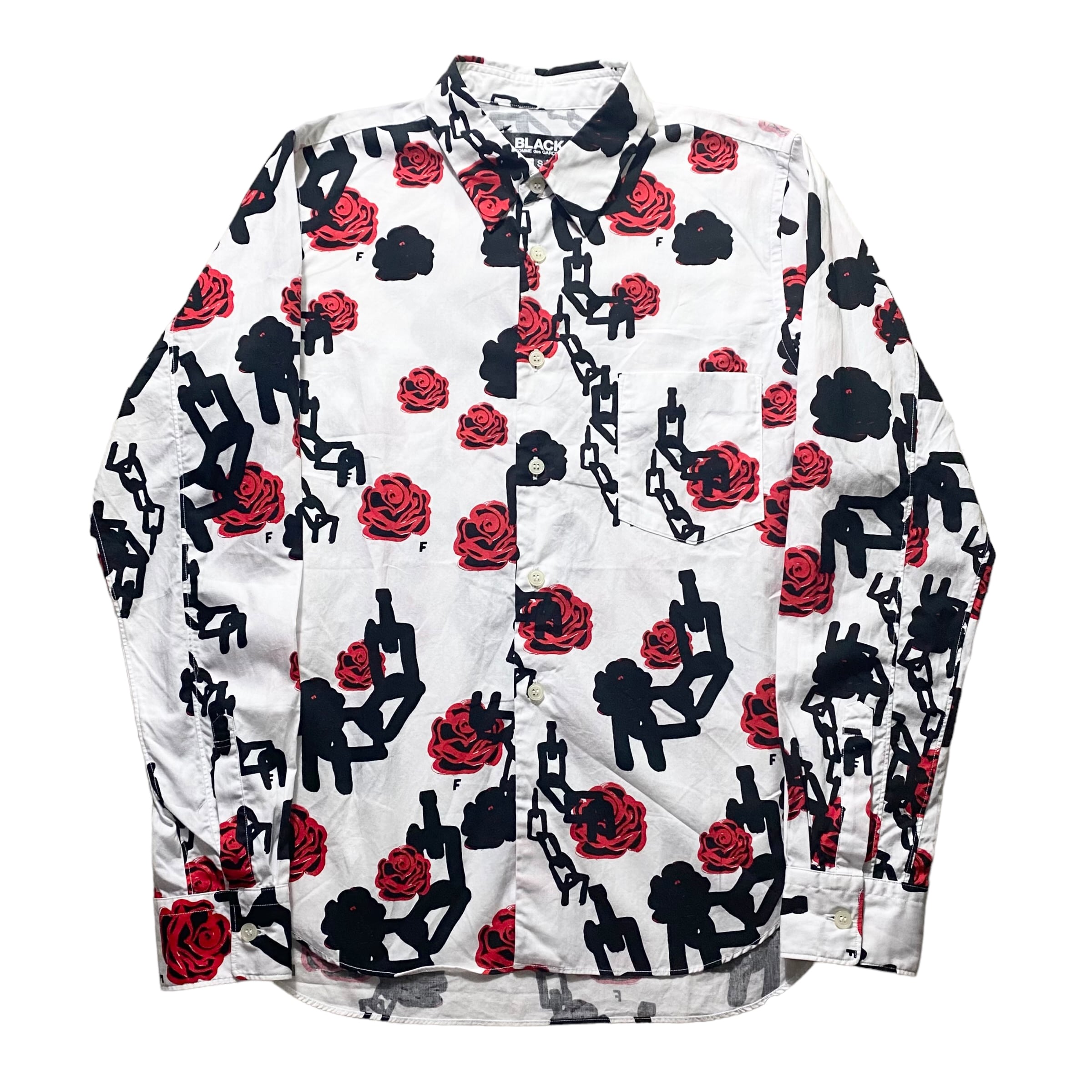 AD2017 BLACK COMME des GARCONS cotton shirt “Black Rose Tattoo