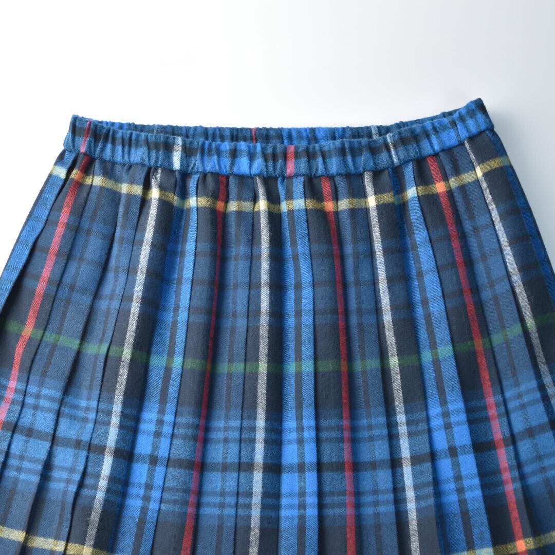 LinenYa リネンや プリーツスカート・ブルー 温かみの有る起毛が施されたプリーツスカート