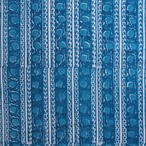 ブロックプリント生地【50cm単位】インド綿  ストライプ柄 マリンブルー×白 #45392-BL2