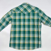 90s Wrangler ラングラー REGULAR FIT PRESHRUNK チェック 長袖 ウエスタンシャツ M/グリーン系 メンズ ビンテージ