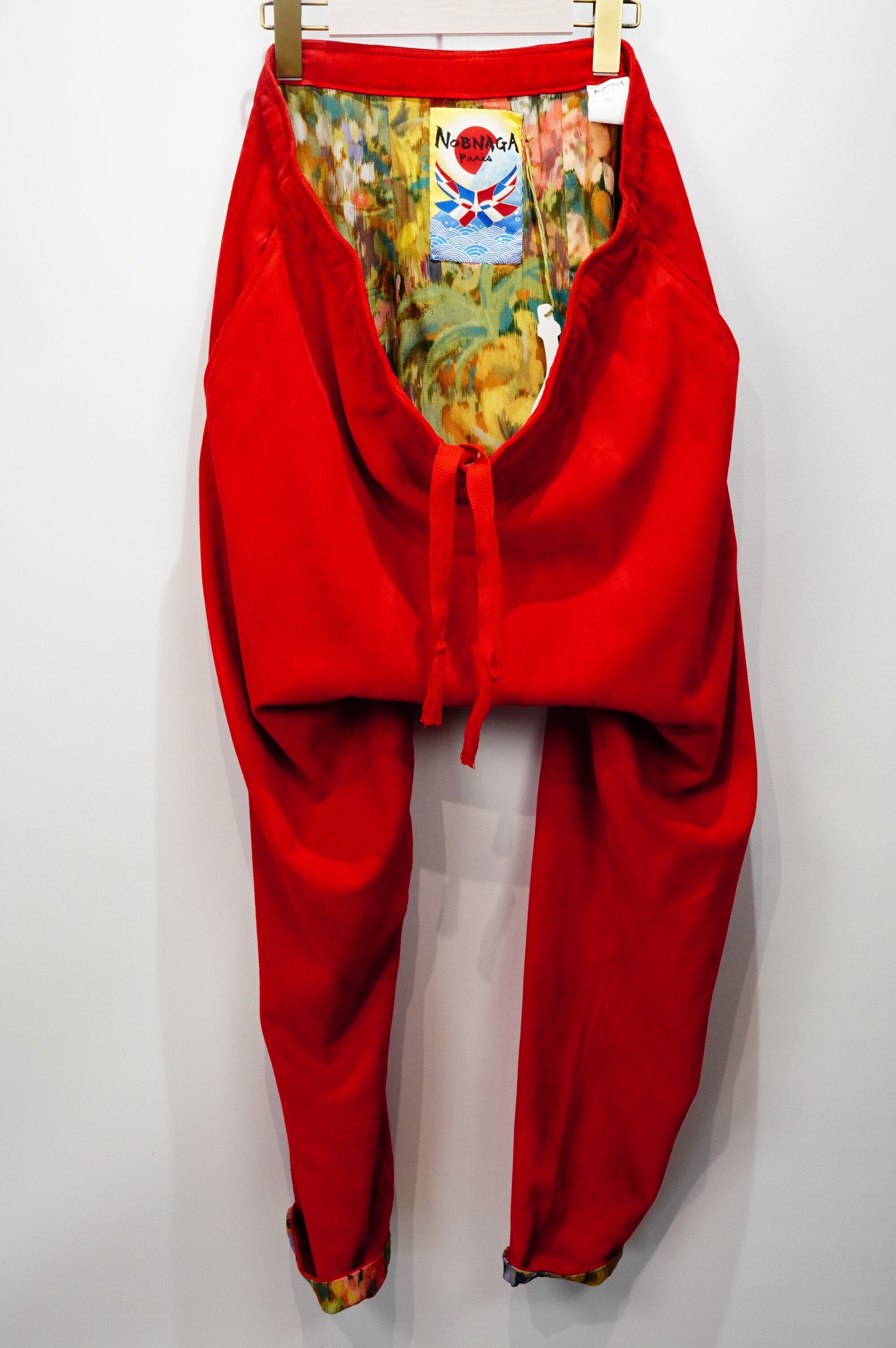 NOBNAGA Paris /  Red Leather Sarrouel Style Drawcord Pants