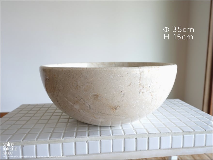 天然大理石 洗面ボウルmince/IV35cm ウォッシュボウル 手洗い鉢 手洗器 洗面器 手洗いボウル 洗面用品 マーブル Φ35 × H15cm idawash