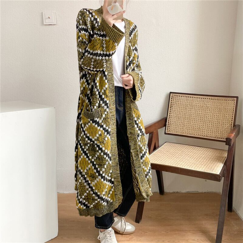 トップス レディース カーディガン ガウン ロングカーディガン ロング丈 長袖 ノーカラー ストレート ウエストベルト ポケット 大人可愛い きれいめ シンプル カジュアル 上品 お洒落 かっこいい レトロ 大人女子 送料無料 ラフ ルーズ クール エレガント チェック柄 秋 冬 10代 20代 30代 40代 オフィス ビジネス OL 通勤 デート お出かけ 女子会 お泊まり 休日 パーティー イベント 着回し 普段使い 重ね着 韓国 ファッション S M グリーン 体型カバー 温かい 暖かい 防寒