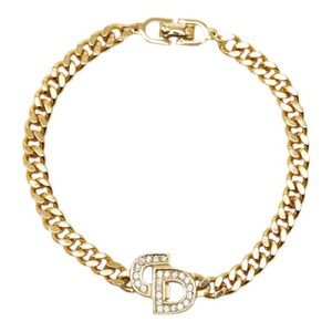ディオール CDロゴ チェーン ブレスレット ゴールド メッキ ラインストーン レディース Dior 【中古】