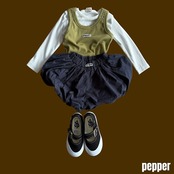 韓国子供服 / PEPPER / 26Autumn / リブ レイヤード タンクトップ/ 秋服 *XS~XL *