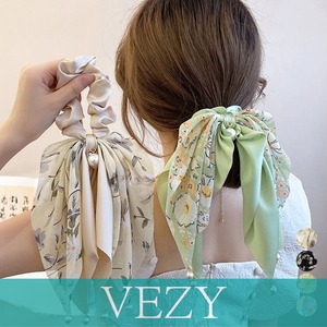 花柄 スカーフシュシュ春夏リボンヘアゴム おしゃれ フラワープリント 蝶結びヘアアレンジ 上品 大人可愛い ヘアアクセサリー 大きめ まとめ髪 韓国風 髪留め クリップ ヘアアクセ ベジー VEZY ItemNo.【19078202 】
