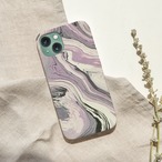 受注生産 iPhoneケース ラベンダーの流線マーブル｜マーブルアート PABS084B