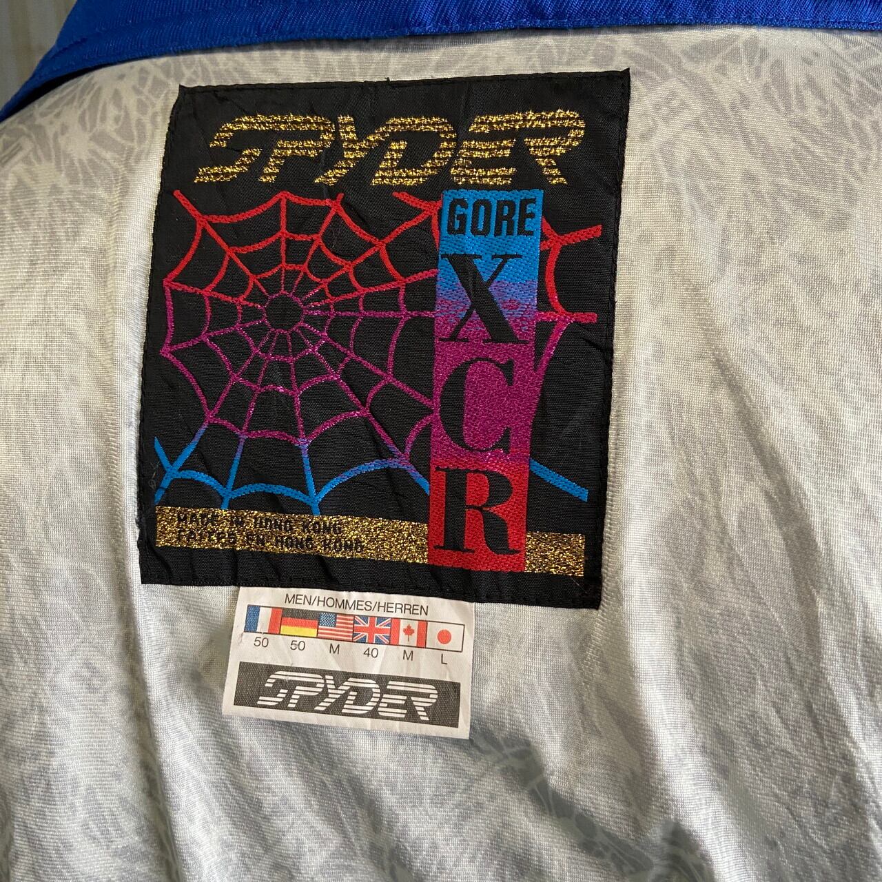 80年代 SPYDER ハーフジップ 総柄 スキーニットセーター メンズL相当