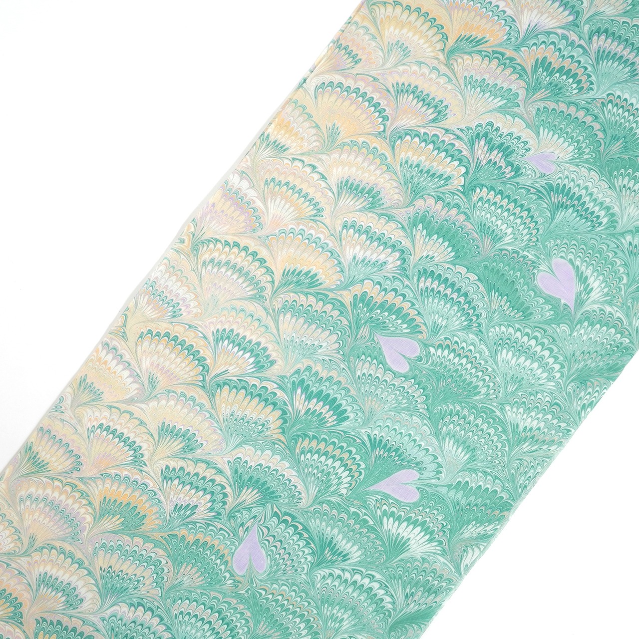 再販❤︎suminagashiリバーシブル半巾帯  ハート墨流し［花びらと御伽の森　花火柄］ハート乱舞