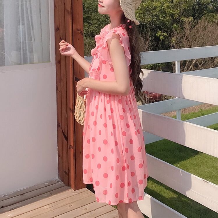 ワンピース 109 ピンクドット柄ノースリーブワンピース ｂｌｏｅｍ
