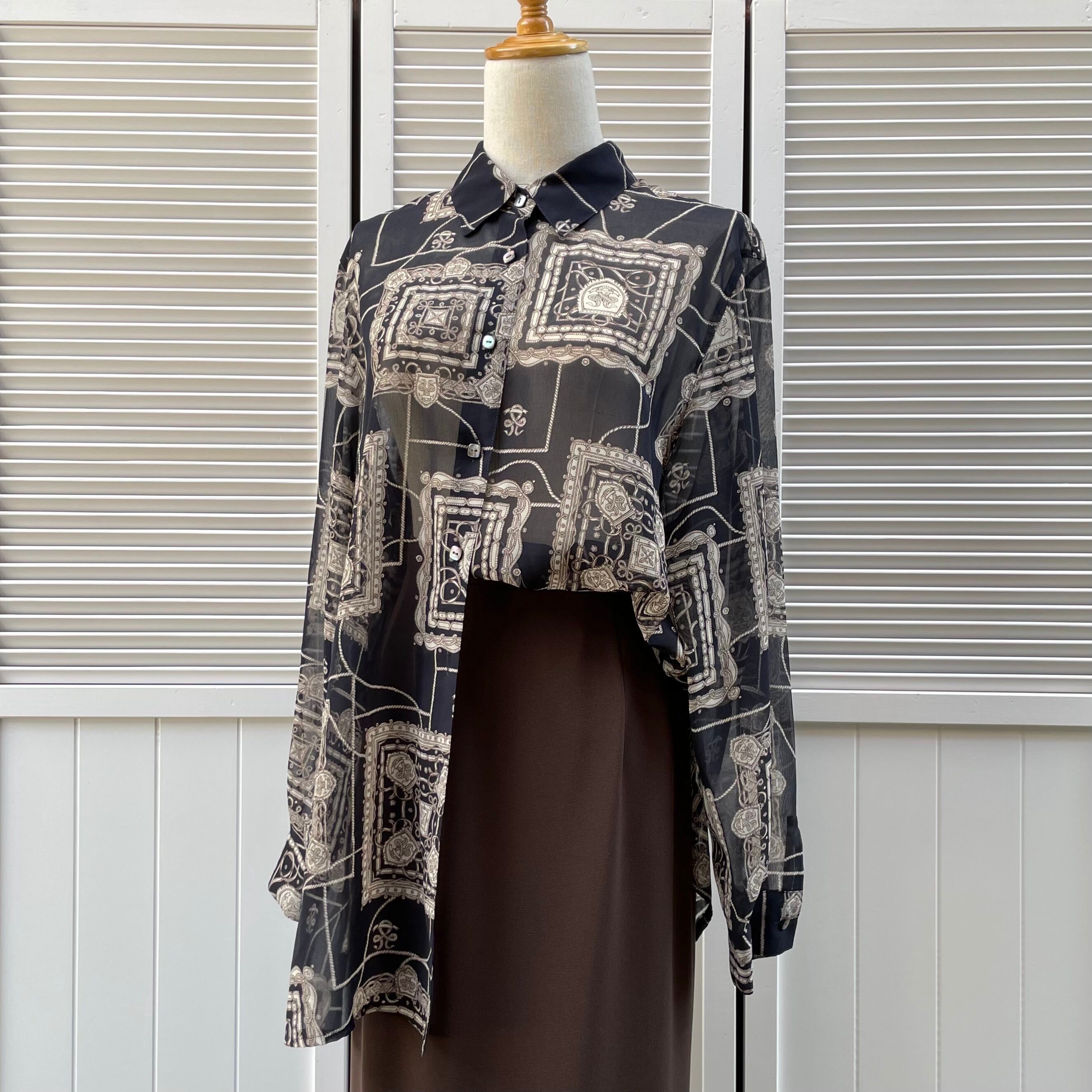 Burberrys big silhouette sheer shirt〈レトロ古着 バーバリー ビッグ