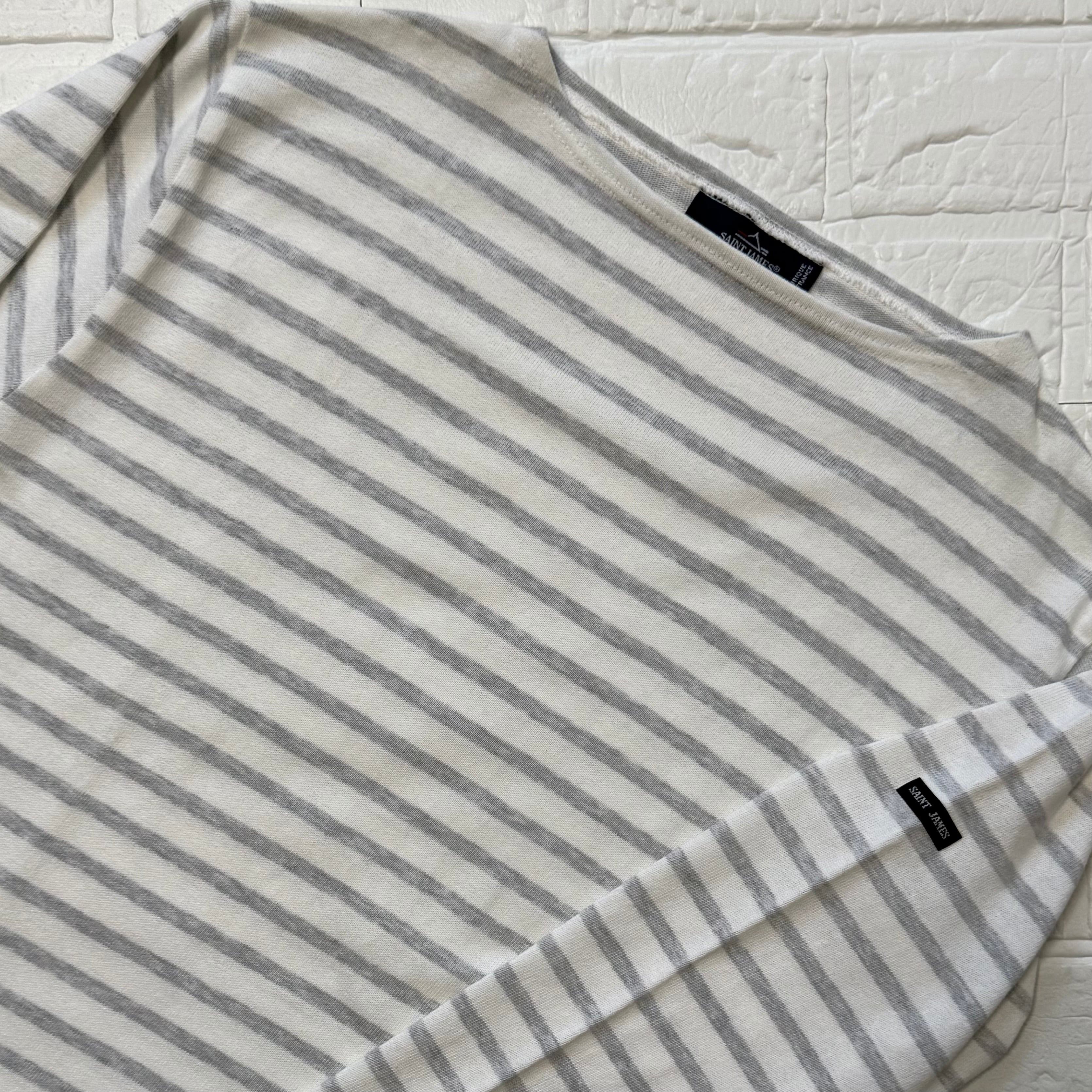 SAINT JAMES OUESSANT ボーダー バスクシャツ (ホワイト×グレー