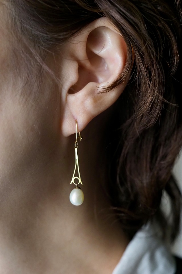 パールのスウィングピアス-vintage pearl earring