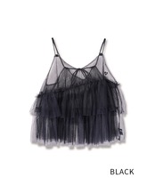 アシメトリーフリルチュールキャミTOPS (BLACK)　CQ-48105