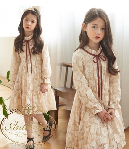 上品 お嬢様 ワンピース 女の子 子供服 秋冬 長袖 Autumn One Piece Girl Princess Elegant Kids Dress Antoinette