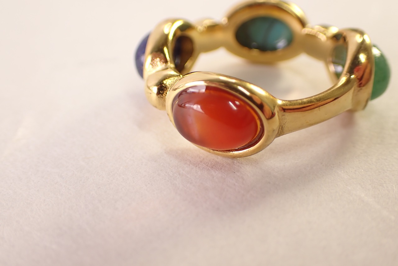 リング(ターコイズ、ラピスラズリ、カーネリアン、グリーンオニキス)　[D12-145]