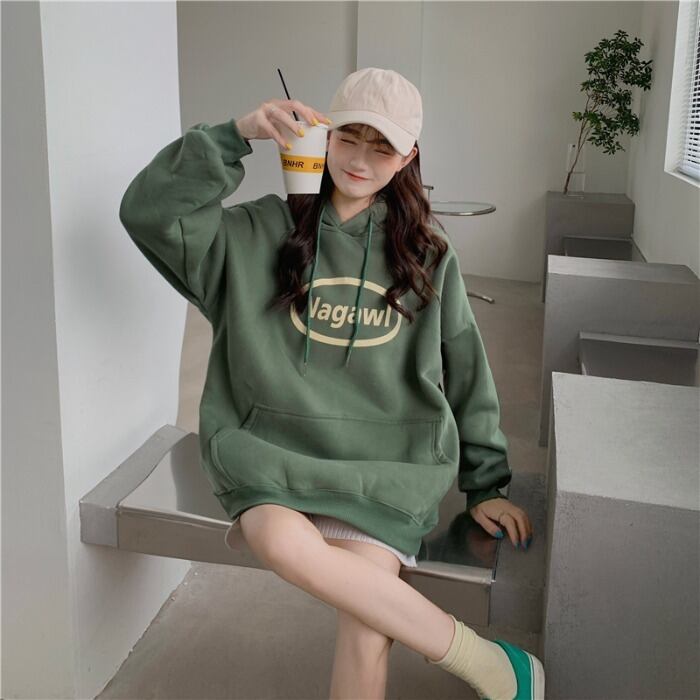 オータムウィンターカジュアルプリントルーズフードセーター レディース 秋物 冬物 クレセントシティ92805355701