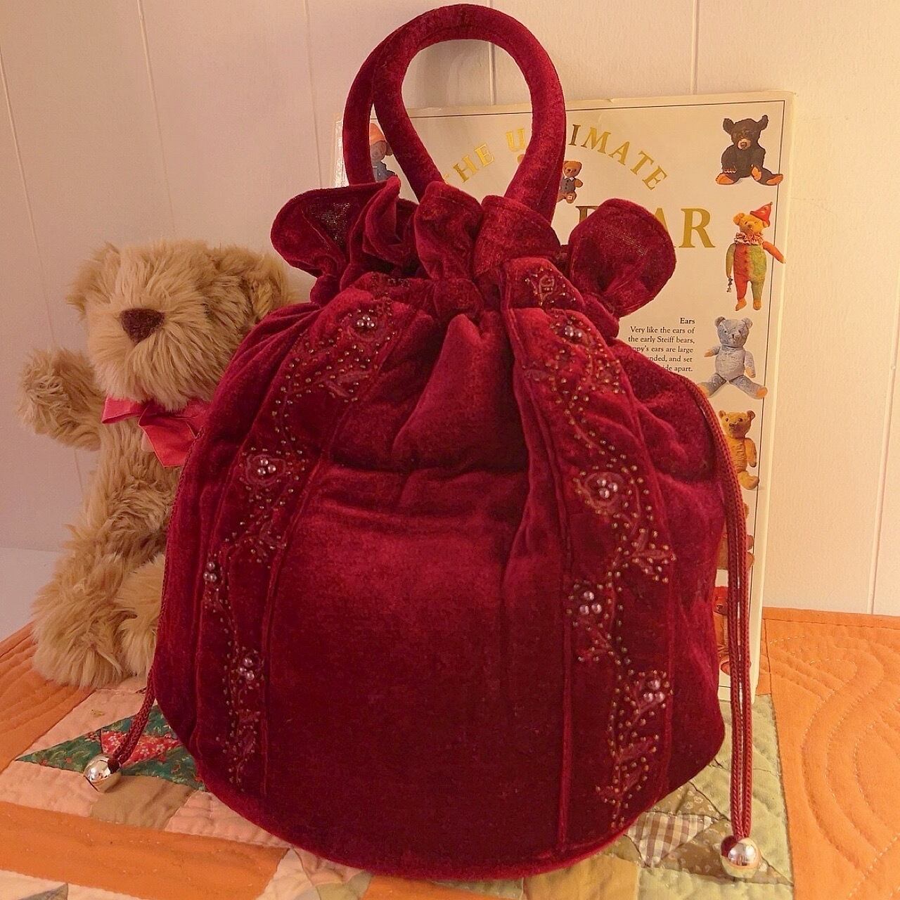 bordeaux velours purse bag