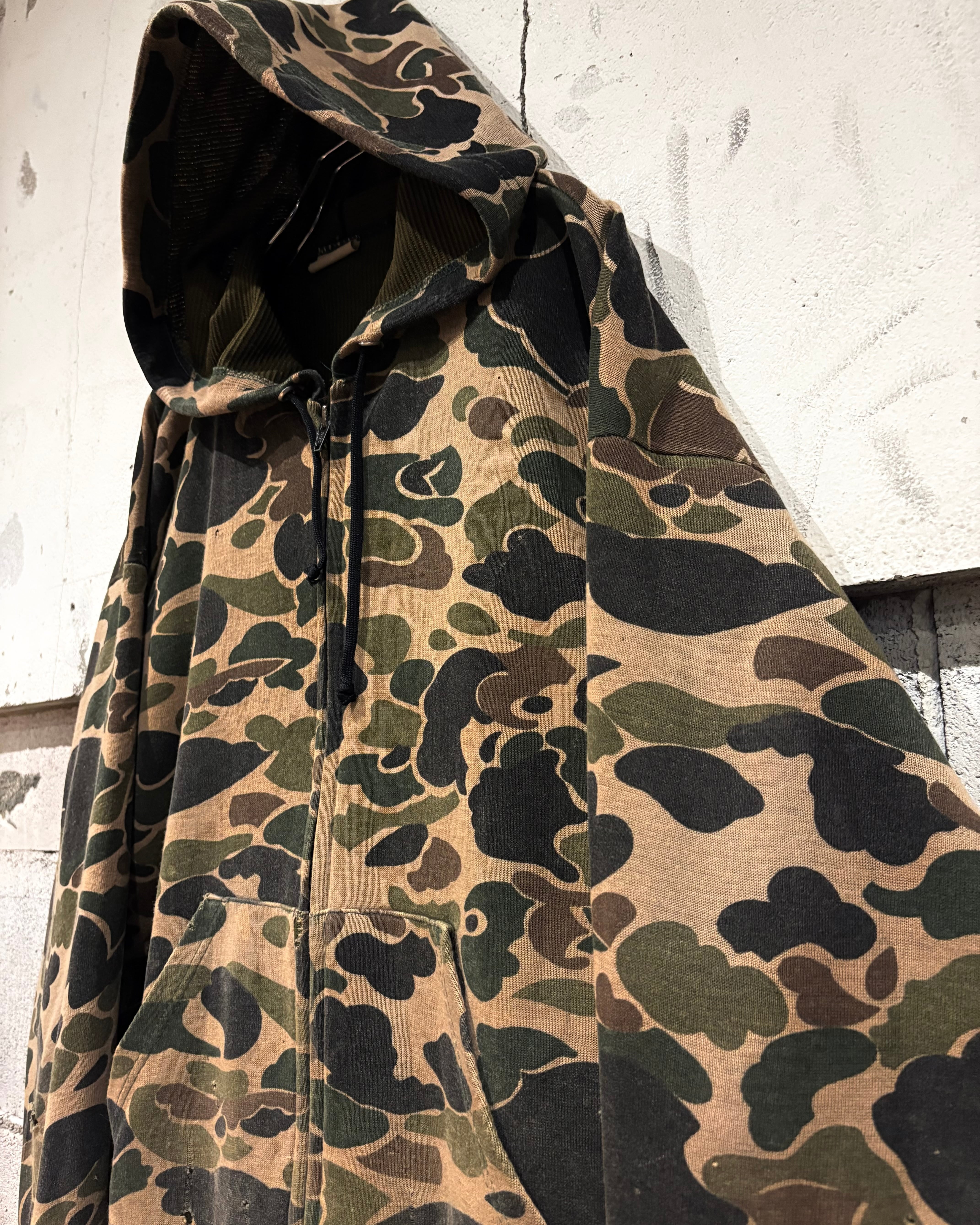 Caka otto】 Duck Hunter Camouflage Pattern Loose Zip Up Hoodie