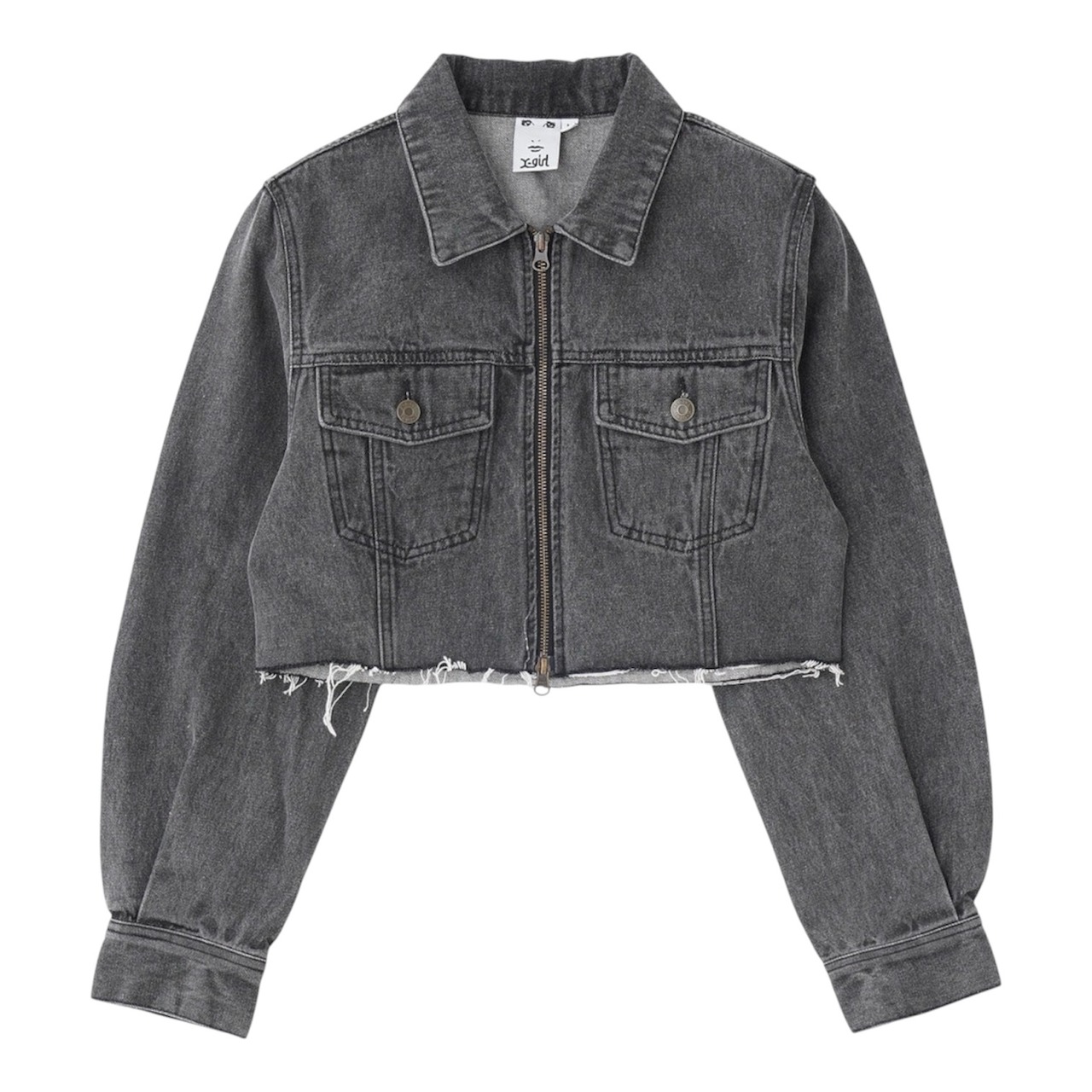 【X-girl】 OVERDYED ZIP UP DENIM JACKET【エックスガール】