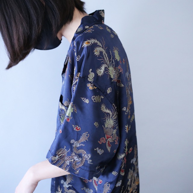 gloss fabric many many dragon pattern h/s shirt