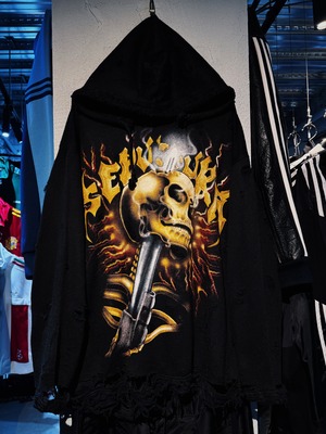 Fire skull graphic design boro custom hoodie