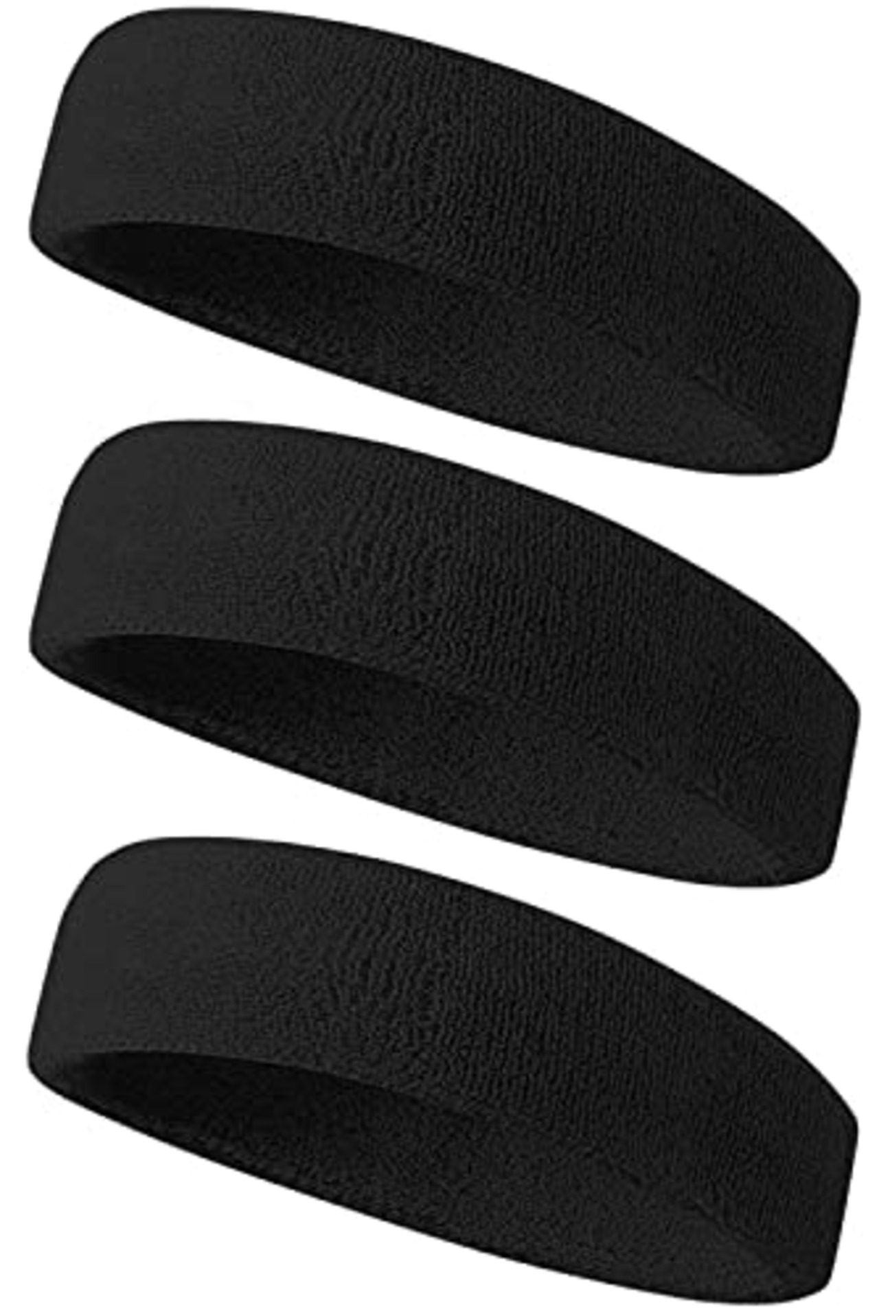 ヘアバンド メンズ スポーツ 汗止め エココットン素材・スポンジのような吸収性・いきいきとした通気性 ヘッドバンドス ポーツ用 洗顔用 伸縮性あり 軽柔速乾 ランニング ダンス ヨガ ジョギング 男女兼用 3本セット (#02.ブラック+ブラック+ブラック)