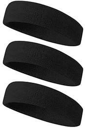 ヘアバンド メンズ スポーツ 汗止め エココットン素材・スポンジのような吸収性・いきいきとした通気性 ヘッドバンドス ポーツ用 洗顔用 伸縮性あり 軽柔速乾 ランニング ダンス ヨガ ジョギング 男女兼用 3本セット (#02.ブラック+ブラック+ブラック)