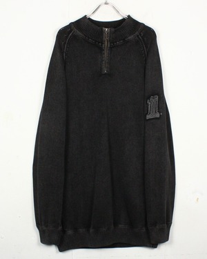 【Caka act2】“HARLEY DAVIDSON” Fade Black Half Zip Cotton Knit
